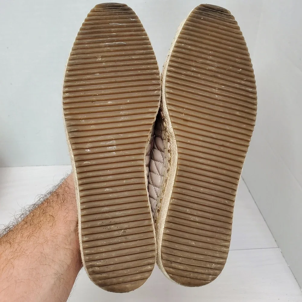 Karl Lagerfeld Paris Quilted Patent Espadrille Flats Slip On Shoes Women 11M